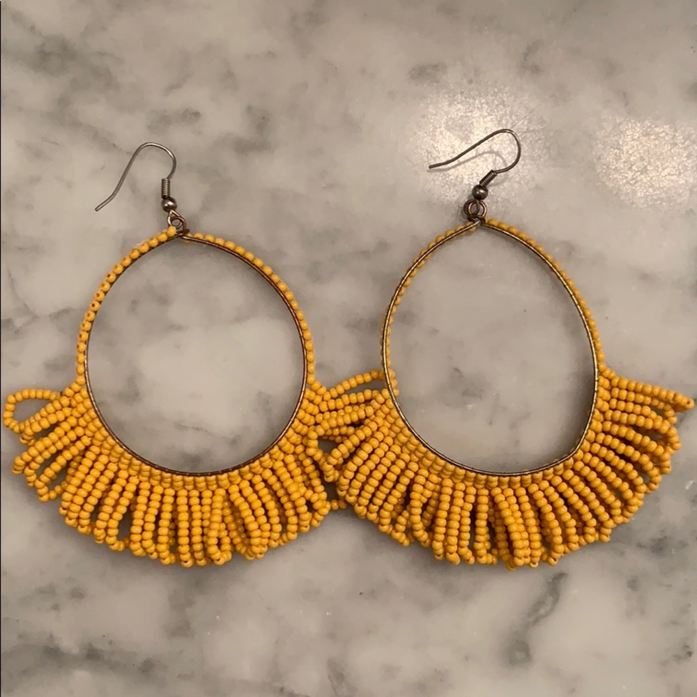 Yellow Beaded Earrings
